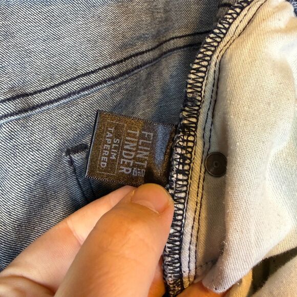 Flint and Tinder Jeans Mens 38x33 Blue Wash Slim Tapered Made in USA Denim - Picture 6 of 13